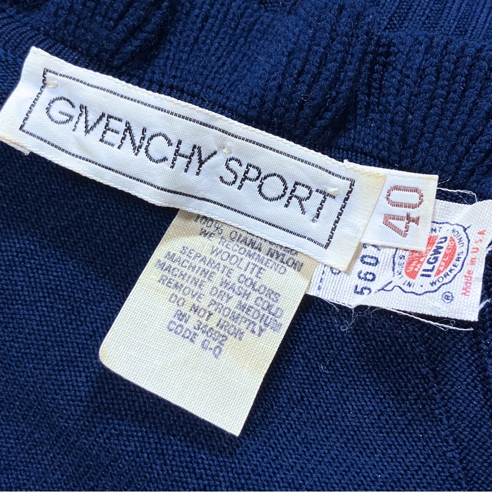 60s 70s Vintage Givenchy Sport Preppy Blue V-Neck Ruffle Sweater. S/M. Old Money - Picture 8 of 8